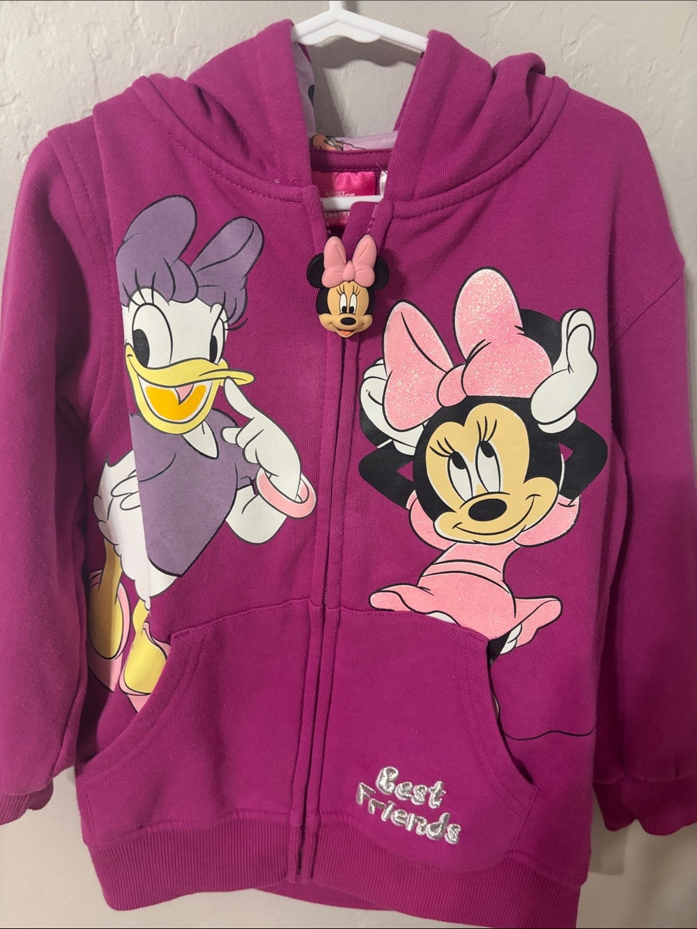 Disney Magenta Girls' Hoodie with Minnie & Daisy Graphics